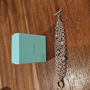 Tiffany & Co Sterling Silver Five Strand Puffy Heart Bracelet 8"